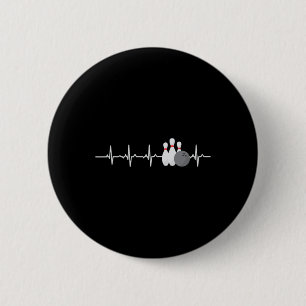Macaron Rond 5 Cm Bowling Heartbeat Funny Bowler League Team Don Me