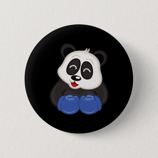 Macaron Rond 5 Cm Boxe - Ours Panda (Devant)