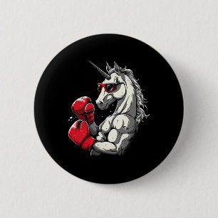 Macaron Rond 5 Cm Boxe Unicorne Avec Gants De Boxe Kickboxing Cute