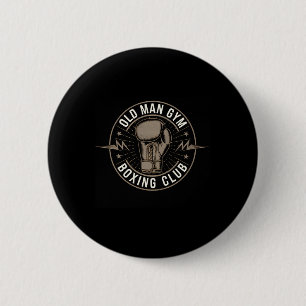 Macaron Rond 5 Cm Boxe Vieux Homme Gym Boxe Club Papa Mari Grand-pèr