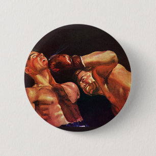 Macaron Rond 5 Cm Boxe vintage, Boxers Punching Combattre