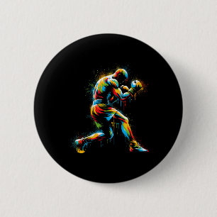 Macaron Rond 5 Cm Boxer Cercle Sport Colorful Sport Kickboxer Format