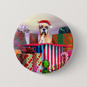 Macaron Rond 5 Cm Boxer Noël Surprise