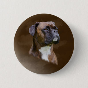 Macaron Rond 5 Cm Boxer Peinture à l'huile de chien Portrait d'art