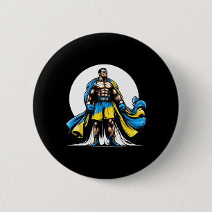 Macaron Rond 5 Cm Boxeur ukrainien Boxeur de boxe patriotique Ukrain