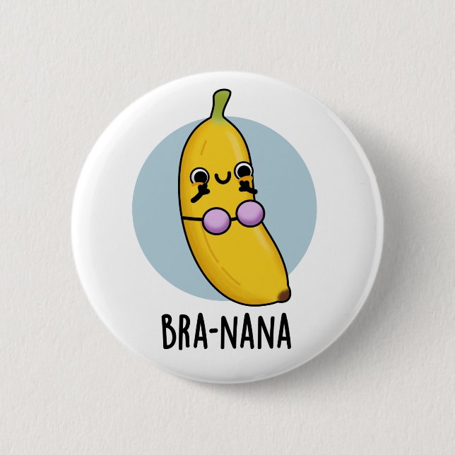 Macaron Rond 5 Cm Bra-nana Funny Banana Bra Pun (Devant)