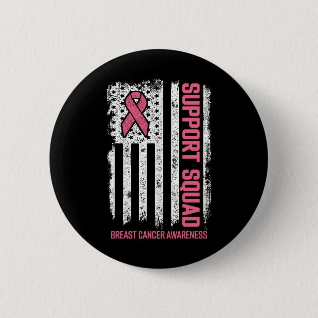 Macaron Rond 5 Cm Braille Cancer Shirts Support Squad Breast Cancer (Devant)