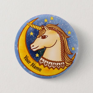 Macaron Rond 5 Cm Brave Licorne   épinglette