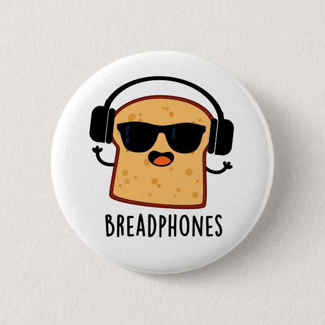 Macaron Rond 5 Cm Breadphones Funny Pun de Pain (Devant)