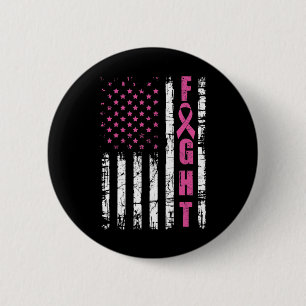 Macaron Rond 5 Cm Breast Cancer Awareness American Flag Fight Pink R