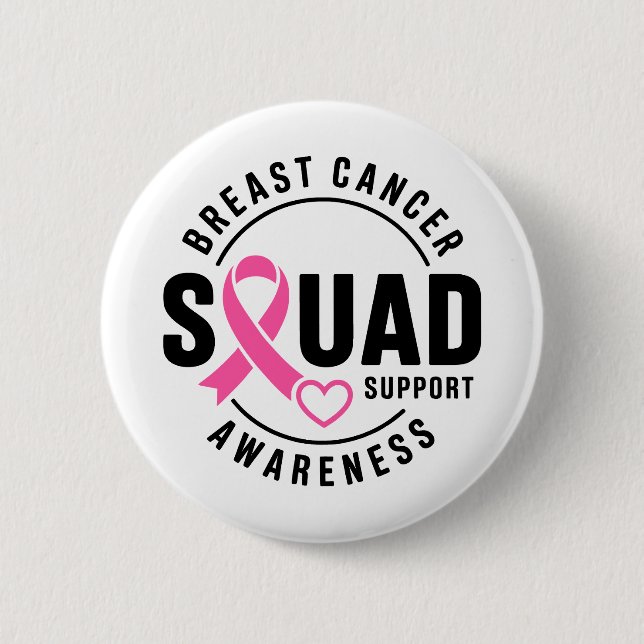 Macaron Rond 5 Cm Breast Cancer Awareness Squad Support (Devant)