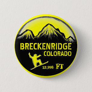 Macaron Rond 5 Cm Breckenridge Colorado jaune snowboard bouton art