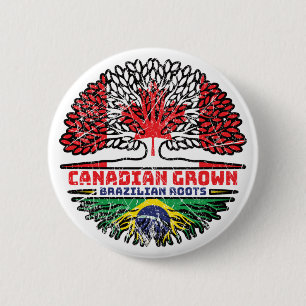 Macaron Rond 5 Cm Brésil Brésil Canada Drapeau des racines de l'arbr