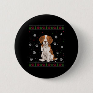 Macaron Rond 5 Cm Bretagne Espagnol Chandail de Noël Xmas Animal ani