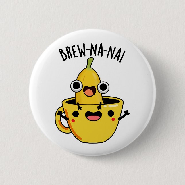 Macaron Rond 5 Cm Brew-nana Funny Banana Pun (Devant)