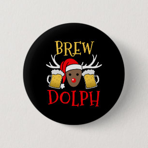 Macaron Rond 5 Cm Brewdolph - Drôle Reindeer Bière cadeau de Noël