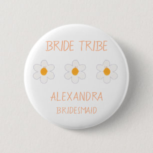 Macaron Rond 5 Cm Bribe Tribe Peach Floral Bachelorette Bridesmaid
