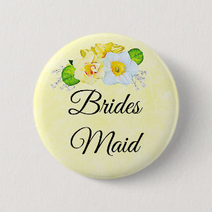 Macaron Rond 5 Cm Bridesmaid Floral jaune