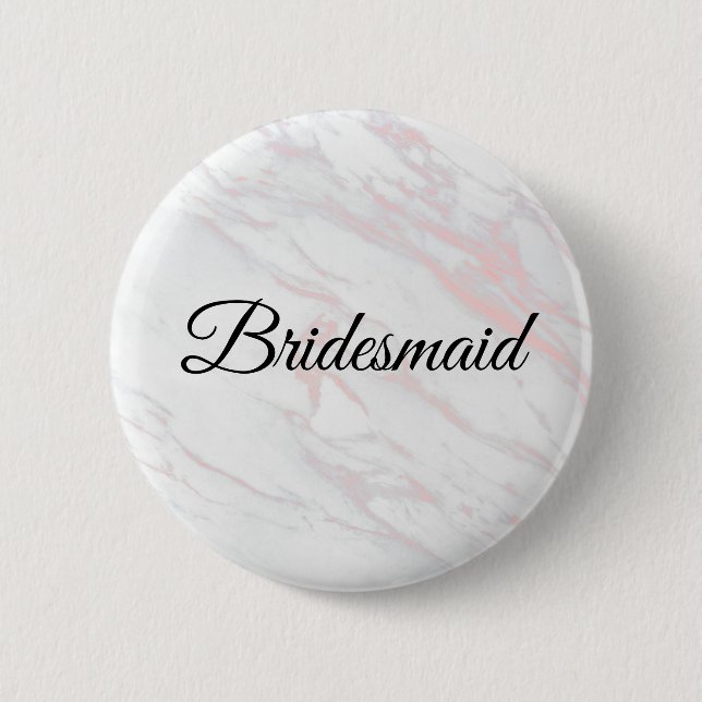 Macaron Rond 5 Cm Bridesmaid moderne en marbre rose et gris (Devant)