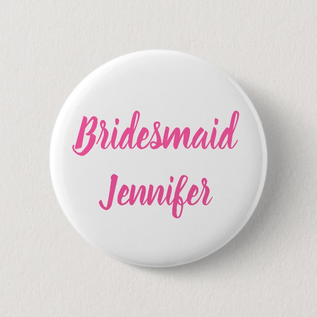 Macaron Rond 5 Cm Bridesmaid Pink Nom personnalisé Cadeaux Mariage (Devant)