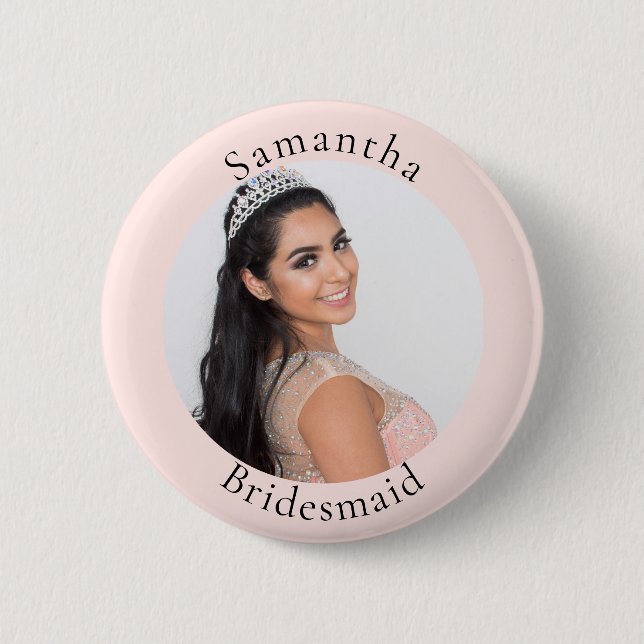 Macaron Rond 5 Cm Bridesmaid rose or blush photo nom (Devant)