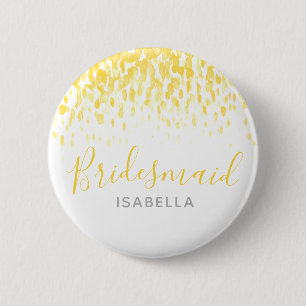 Macaron Rond 5 Cm Bridesmaid soleil jaune abstrait mariage d'art