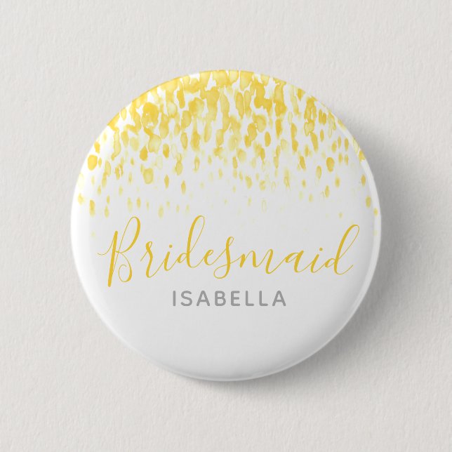 Macaron Rond 5 Cm Bridesmaid soleil jaune abstrait mariage d'art (Devant)
