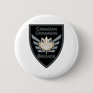 Macaron Rond 5 Cm Brigade canado-ukrainien Militaire Ukraine Défense