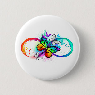 Macaron Rond 5 Cm Bright infinity with rainbow butterfly