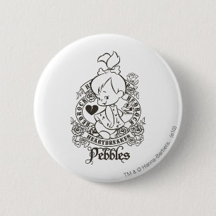 Macaron Rond 5 Cm Brise-coeur PEBBLES™ B&W