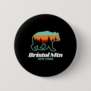 Macaron Rond 5 Cm Bristol Mountain New York Ski Snowboard Ours