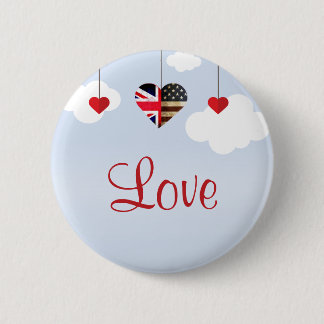 Macaron Rond 5 Cm British American Love Hearts mariage royal