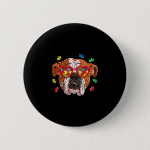 Macaron Rond 5 Cm British English Bulldog Puzzle Gles Awareness