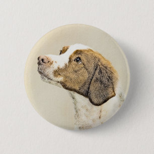 Macaron Rond 5 Cm Brittany Paining - Un joli art original de chien