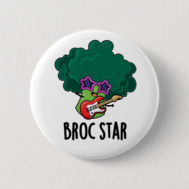 Macaron Rond 5 Cm Broc Star Funny Brocolli Rock Star Pun (Devant)