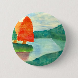 Macaron Rond 5 Cm Broche à boutons - Lacs d'automne