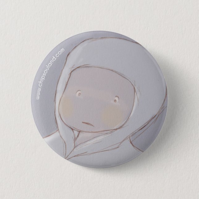 Macaron Rond 5 Cm Broche bleue (Devant)