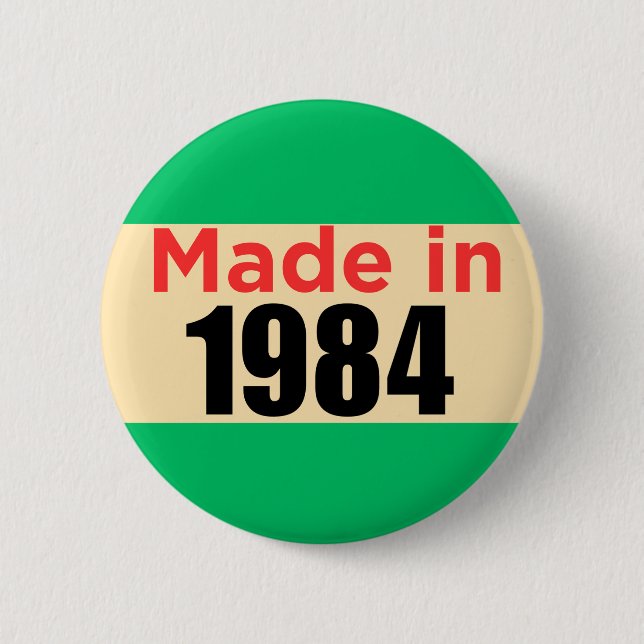 Macaron Rond 5 Cm Broche d'anniversaire rétro 40e quarante ans 1984 (Devant)