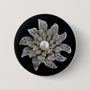 Macaron Rond 5 Cm Broche de diamant et de perle