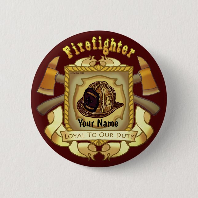 Macaron Rond 5 Cm Broche de pompier Loyal To Duty Shield (Devant)