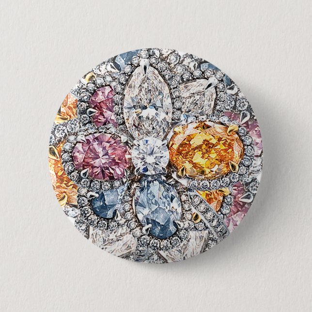 Macaron Rond 5 Cm Broche de Puakenikeni de diamant (Devant)