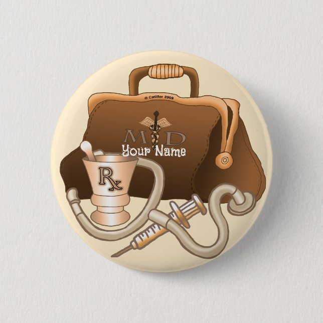 Macaron Rond 5 Cm Broche de sac de médecin (Devant)