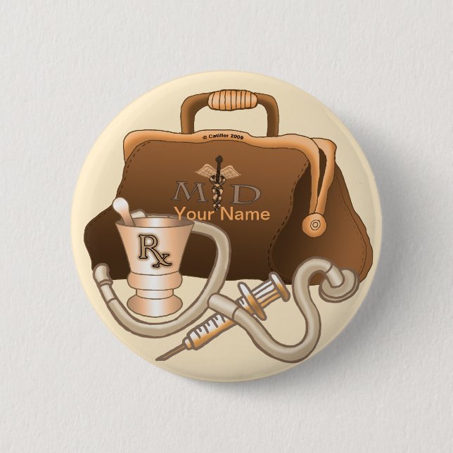 Macaron Rond 5 Cm Broche de sac de médecin (Devant)