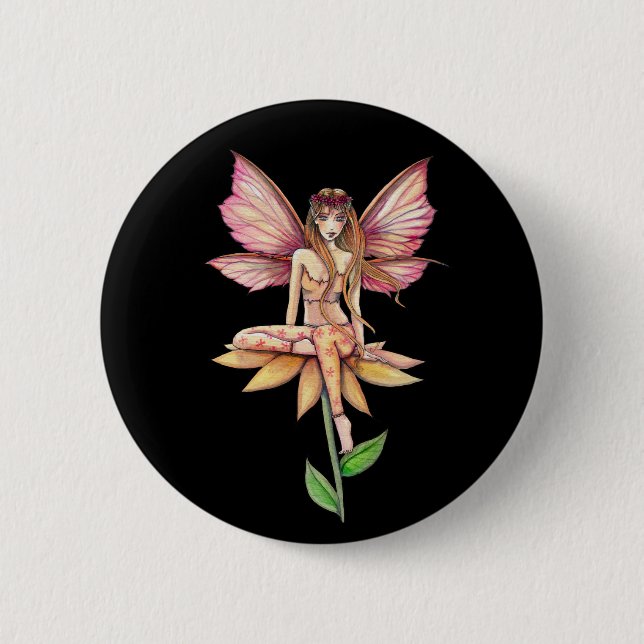 Macaron Rond 5 Cm Broche du bouton de la fleur (Devant)
