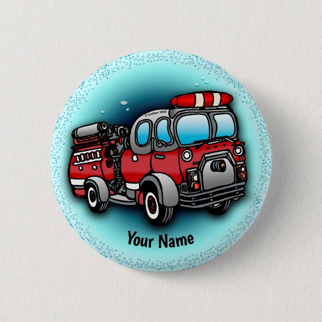 Macaron Rond 5 Cm Broche du camion à petite eau (Devant)