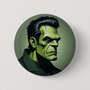 Macaron Rond 5 Cm Broche Frankenstein/bouton