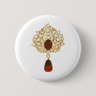 Macaron Rond 5 Cm Broche Kundan & ruby