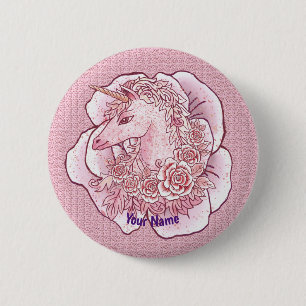 Macaron Rond 5 Cm Broche Lady Licorne