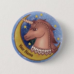 Macaron Rond 5 Cm Broche Licorne Rouge