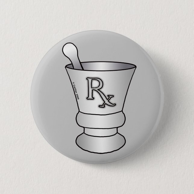 Macaron Rond 5 Cm Broche mortier et pilon (Devant)